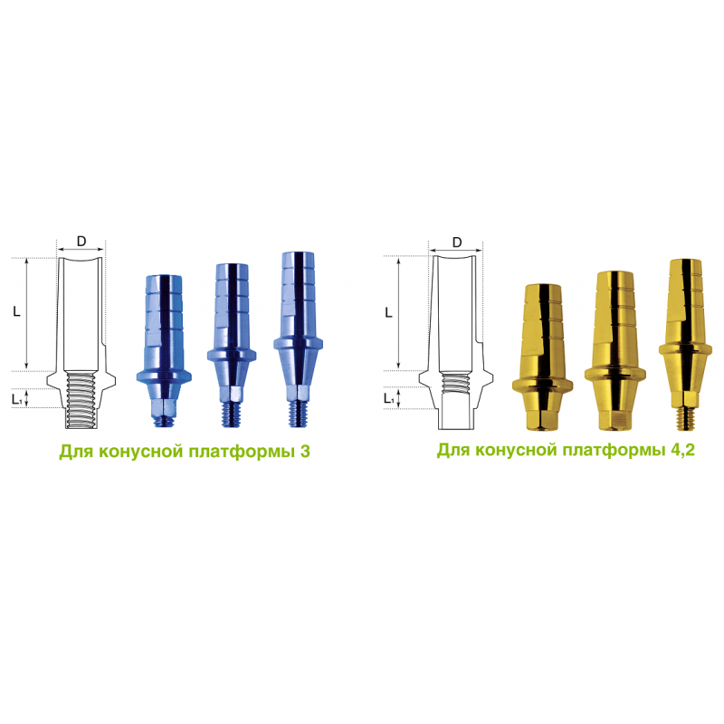 Абатмент титановый антиротационный с уступом (коническое соединение)