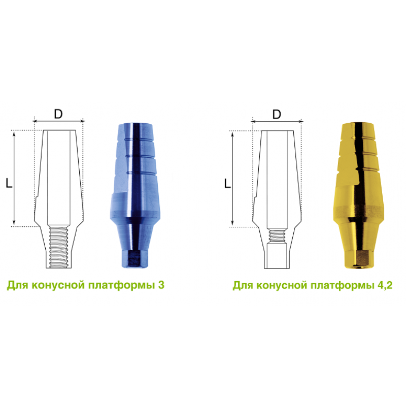 Абатмент титановый антиротационный широкий (коническое соединение)