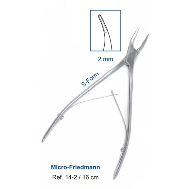 Кусачки костные S-образные Micro-Friedmann 16,0 см (рабочая часть 2 мм) 14-2