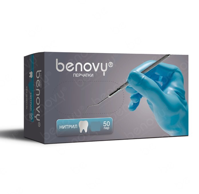 Перчатки нитриловые Benovy Dental Formula Chlorinated Light голубые M 50 пар