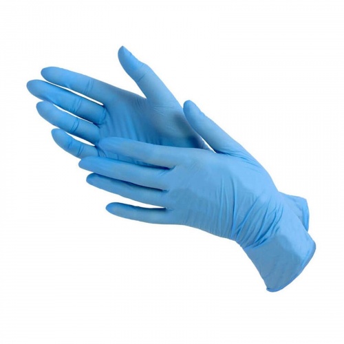 Перчатки нитриловые голубые размер S, 100 шт, Benovy