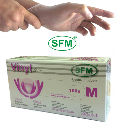 Перчатки виниловые SFM размер M 50 пар