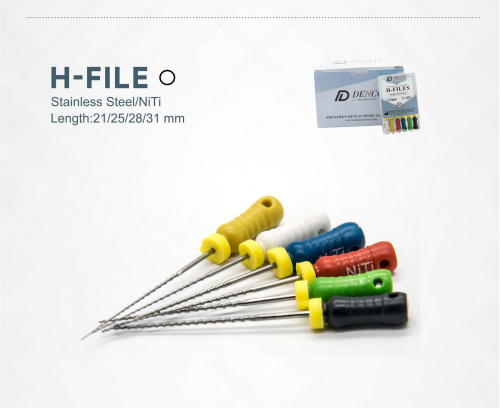 Эндодонтические ручные файлы NC Endo H-Files, размер #08, длина 21 мм, 6 шт, Denco, Китай